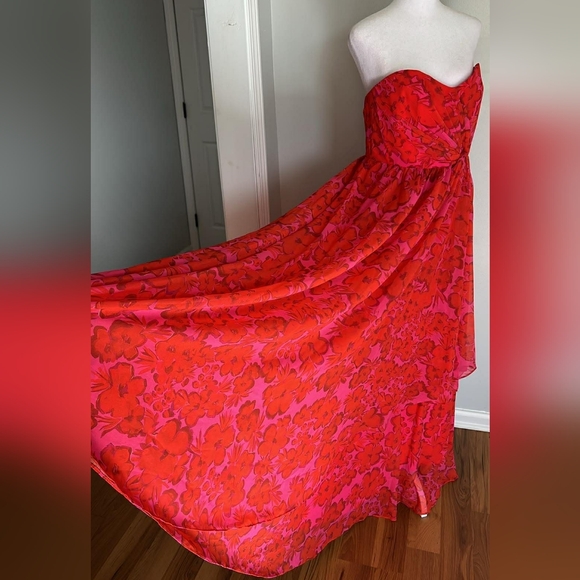 Badgley Mischka Dress Red New Luxury - Picture 12 of 15